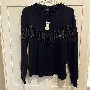 BNWT express rhinestone fringe sweater